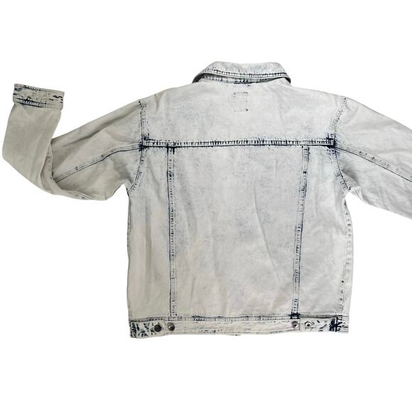 Y2k Acid Wash Jean Jacket Medium Casual Versatile Distressed 90s Upcycle It READ - Picture 7 of 14